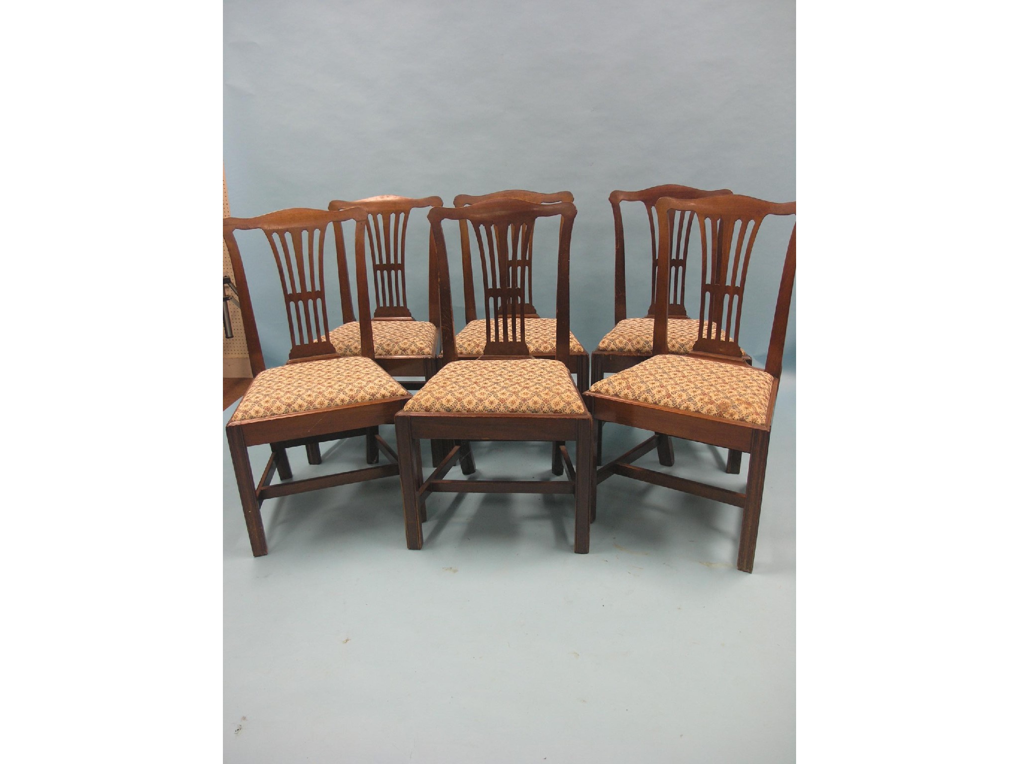 Appraisal: A set of six th century Chippendale mahogany dining chairs