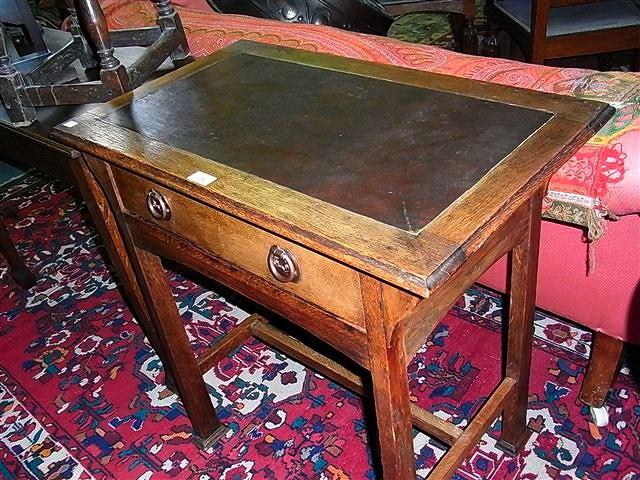 Appraisal: AN ARTS AND CRAFTS OAK WRITING TABLE fitted one drawer