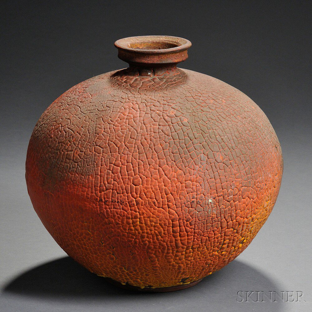 Appraisal: Studio Pottery Vase Shaped mouth on bulbous body with thick