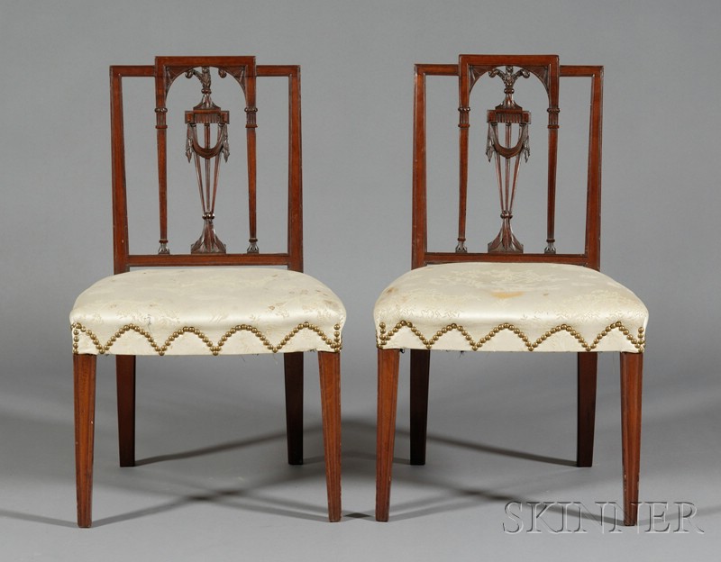 Appraisal: Pair of Federal Mahogany Carved Squareback Side Chairs New York