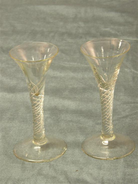 Appraisal: Two early th century drinking glasses with air twist stems