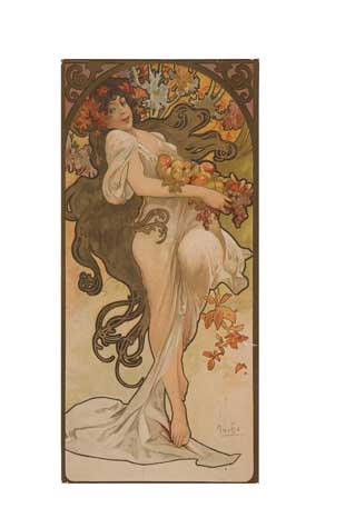 Appraisal: ALPHONSE MUCHA - AUTUMN x inches x cm Condition A-