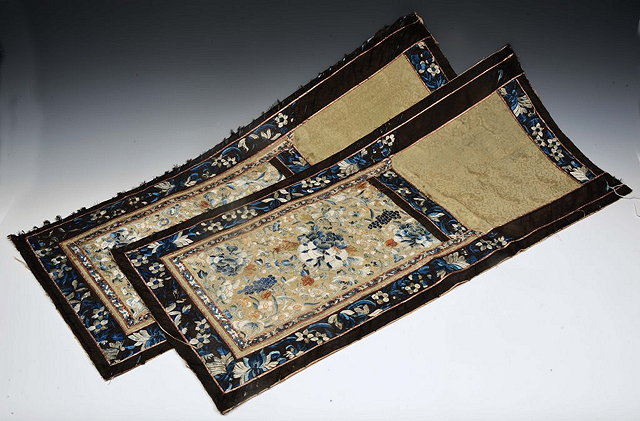 Appraisal: A PAIR OF CHINESE EMBROIDERED PANELS