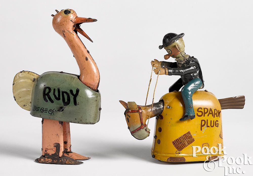 Appraisal: Two Nifty tin lithograph wind-up toys Two Nifty tin lithograph