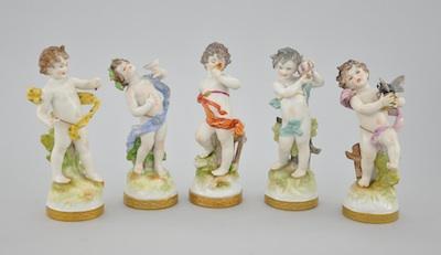 Appraisal: Five Volkstedt Cherub Figurines Each cherub is standing on a