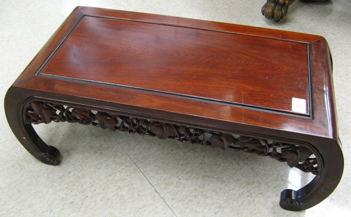 Appraisal: MING-STYLE ROSEWOOD COCKTAIL TABLE Chinese th century having a rectangular