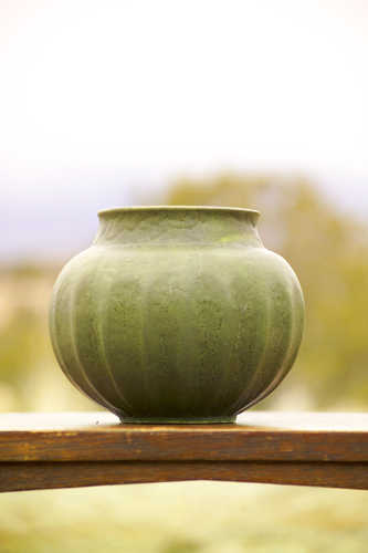 Appraisal: GRUEBY Spherical ribbed vase covered in a fine veined matte