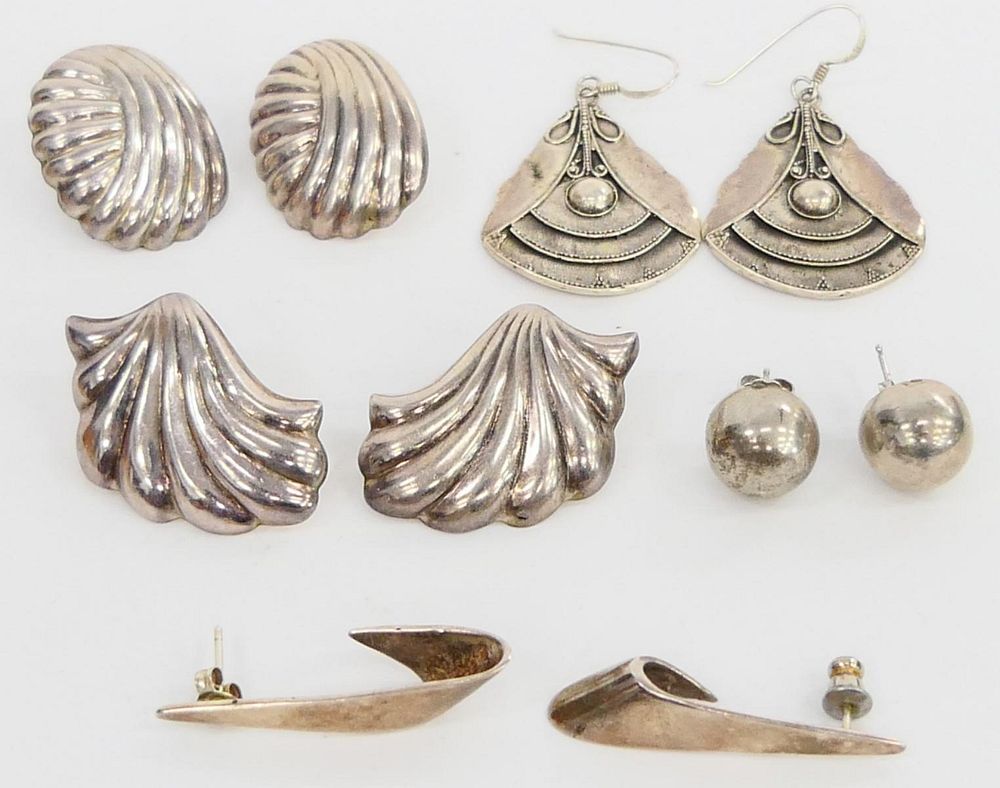 Appraisal: LOT PAIRS OF STERLING SILVER EARRINGS A lot of pairs