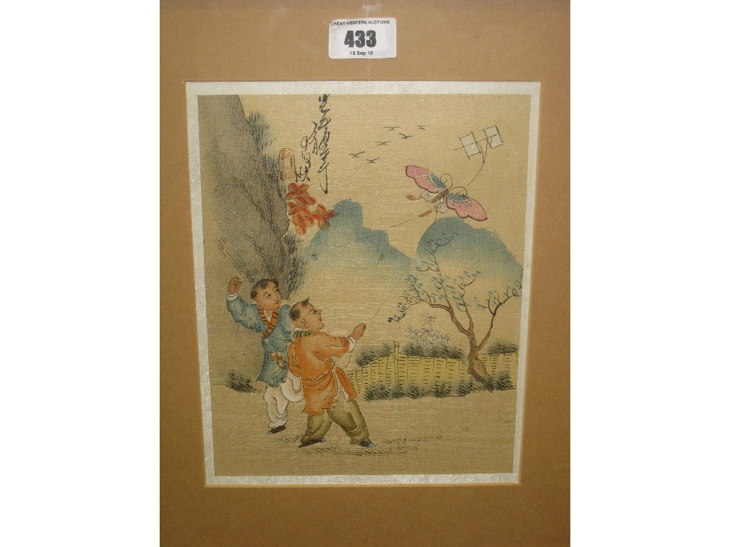 Appraisal: Lot comprising two oriental watercolours and an oriental print