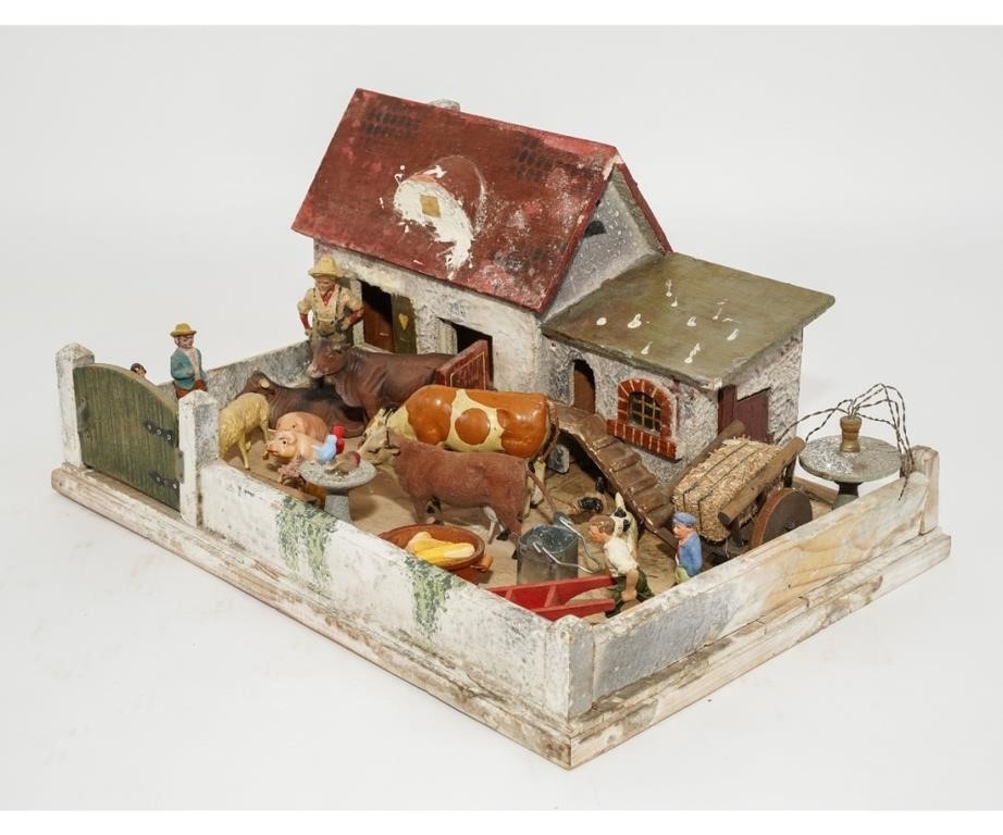 Appraisal: Antique German Putz cottage with attached poultry house set on