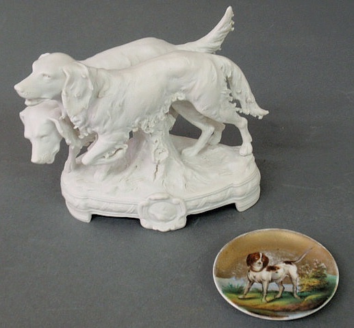 Appraisal: Parian ware figure of two setters on an oval base