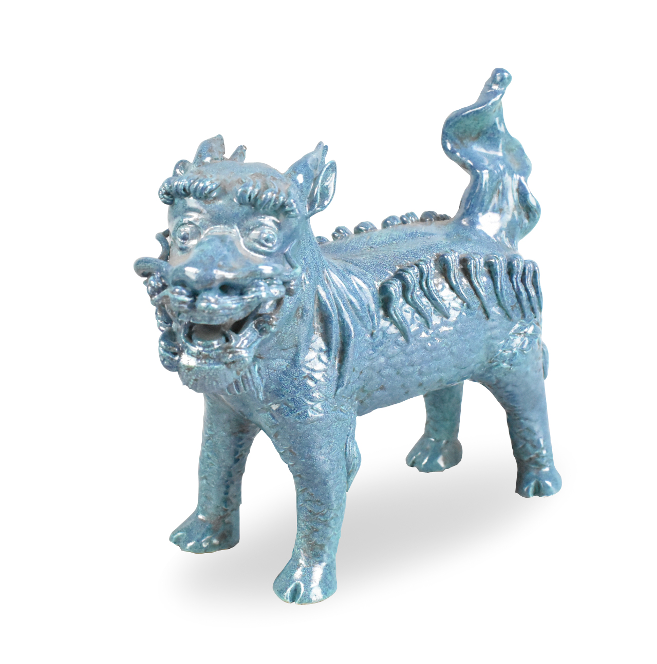 Appraisal: Chinese th C The double horned kirin is hammered standing