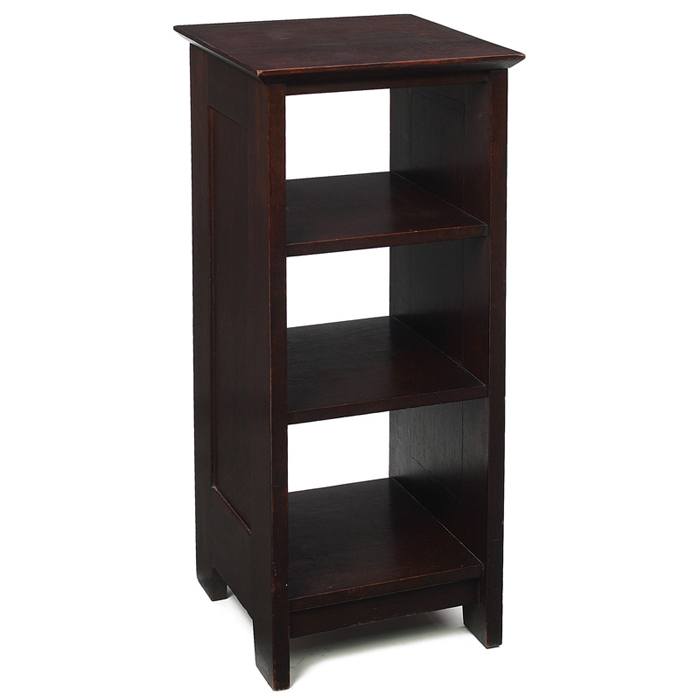 Appraisal: Gustav Stickley magazine stand three shelves supported by paneled sides