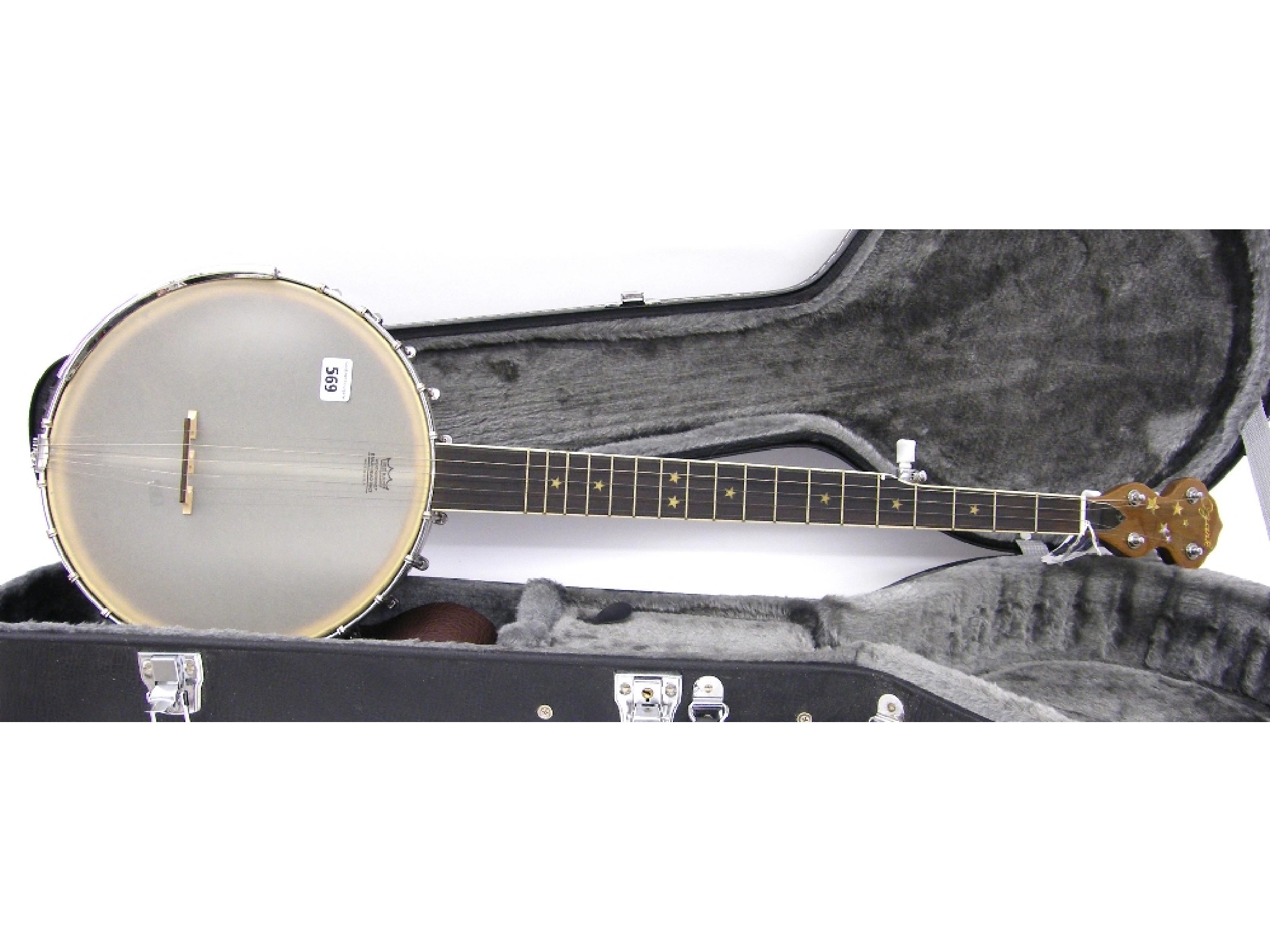 Appraisal: Ozark five string open back banjo hard case