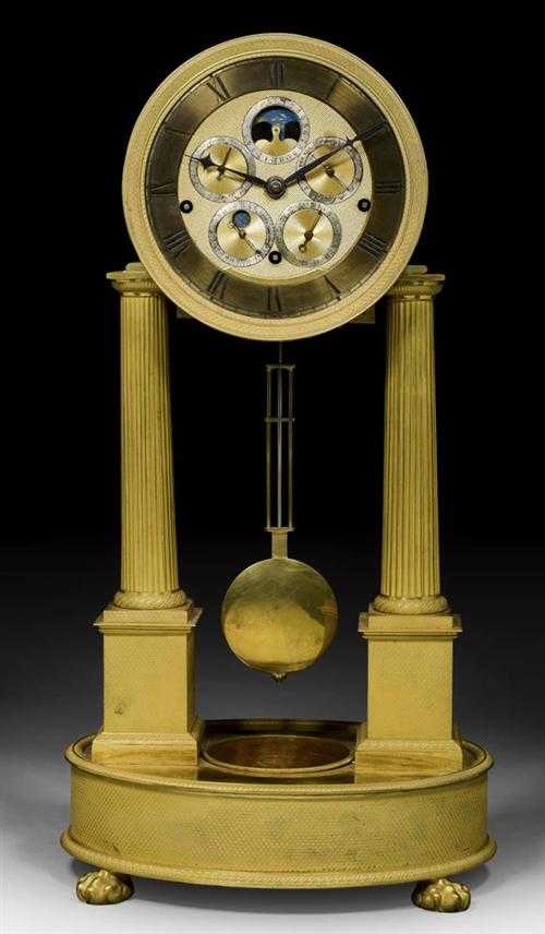 Appraisal: MANTEL CLOCK WITH MOON PHASE Empire Restauration probably Vienna circa