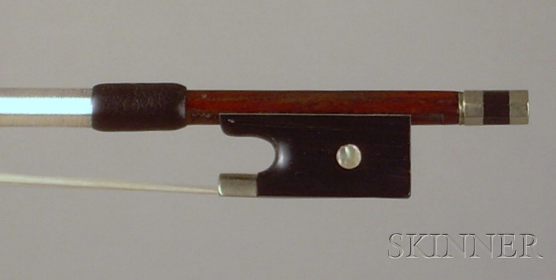 Appraisal: Nickel Mounted Violin Bow the round stick unstamped weight grams