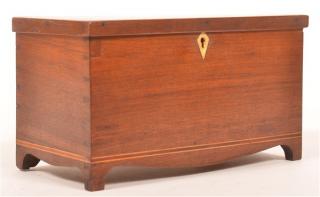 Appraisal: PA Hepplewhite Miniature Blanket Chest Pennsylvania Hepplewhite Mahogany Miniature Blanket