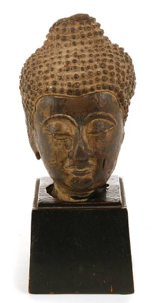 Appraisal: A Thai Ayutthaya style bronze head of a Buddha mounted