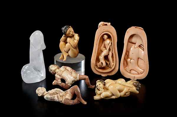 Appraisal: Erotic Japanese Carvings Japanese th century Six carvings including four