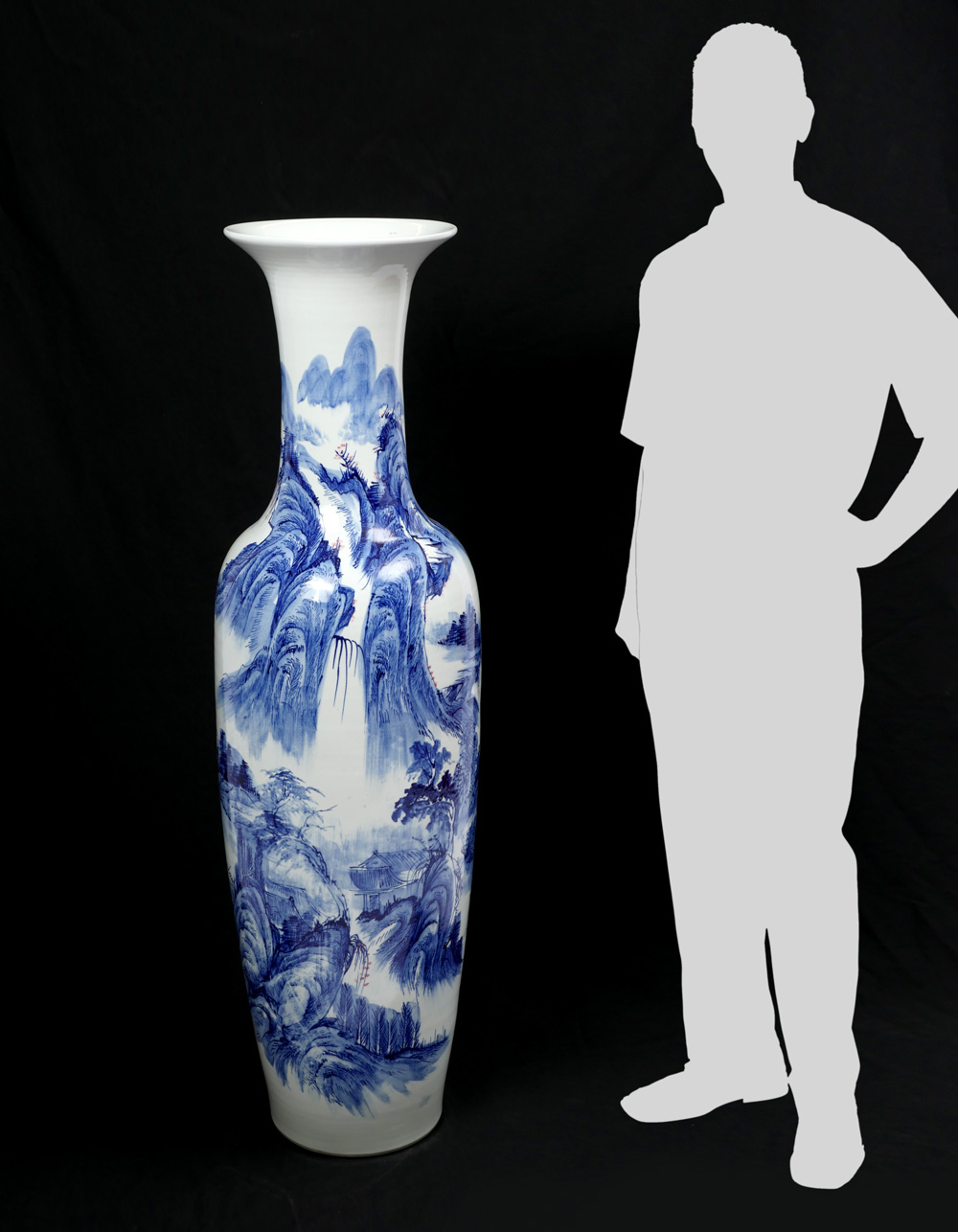 Appraisal: TALL CHINESE BLUE AND WHITE PALACE VASE Porcelain body of