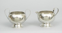 Appraisal: A Sterling Silver Creamer and Sugar Bowl A simple sterling