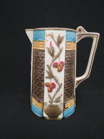 Appraisal: Wedgwood Majolica Pottery Pitcher alternating panels with florals and designs