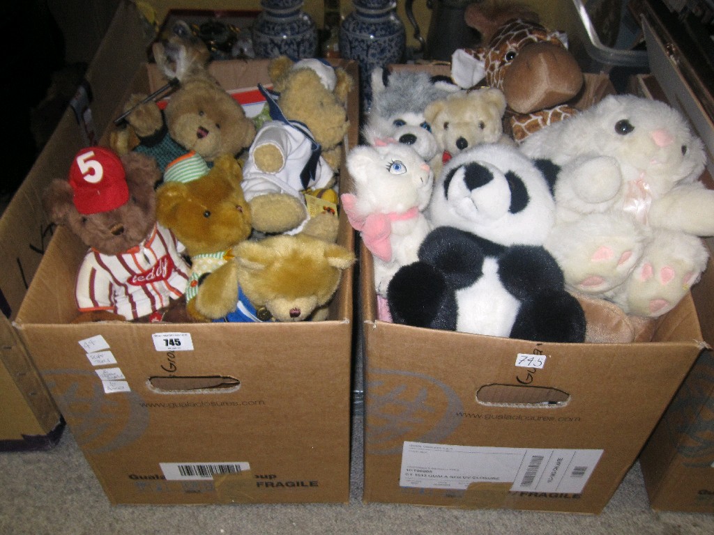 Appraisal: Lot comprising two boxes of soft toys