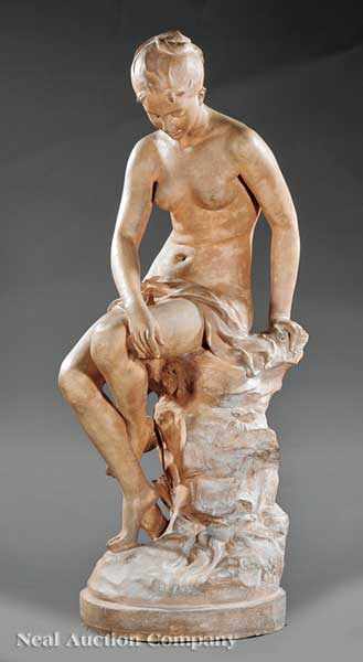 Appraisal: A Fine French Terracotta Statue of a Female Bather Laur