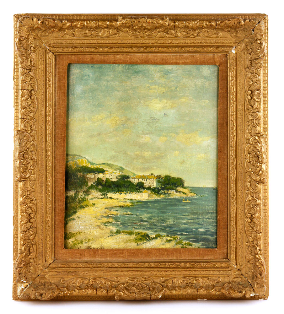 Appraisal: - French Coastal Scene O P French coastal scene with