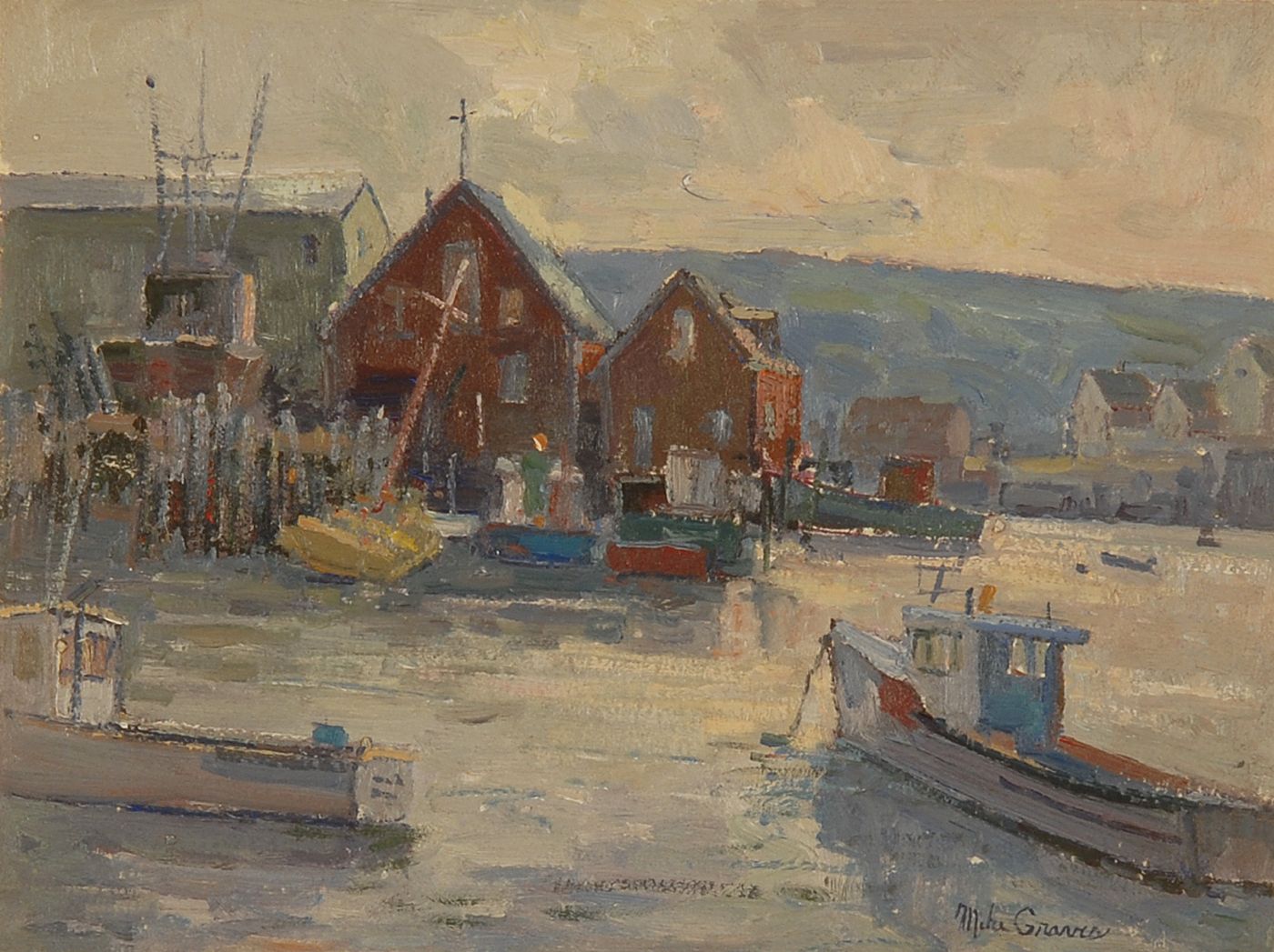 Appraisal: MICHAEL GRAVESAmerican b New England harbor scene Signed lower right