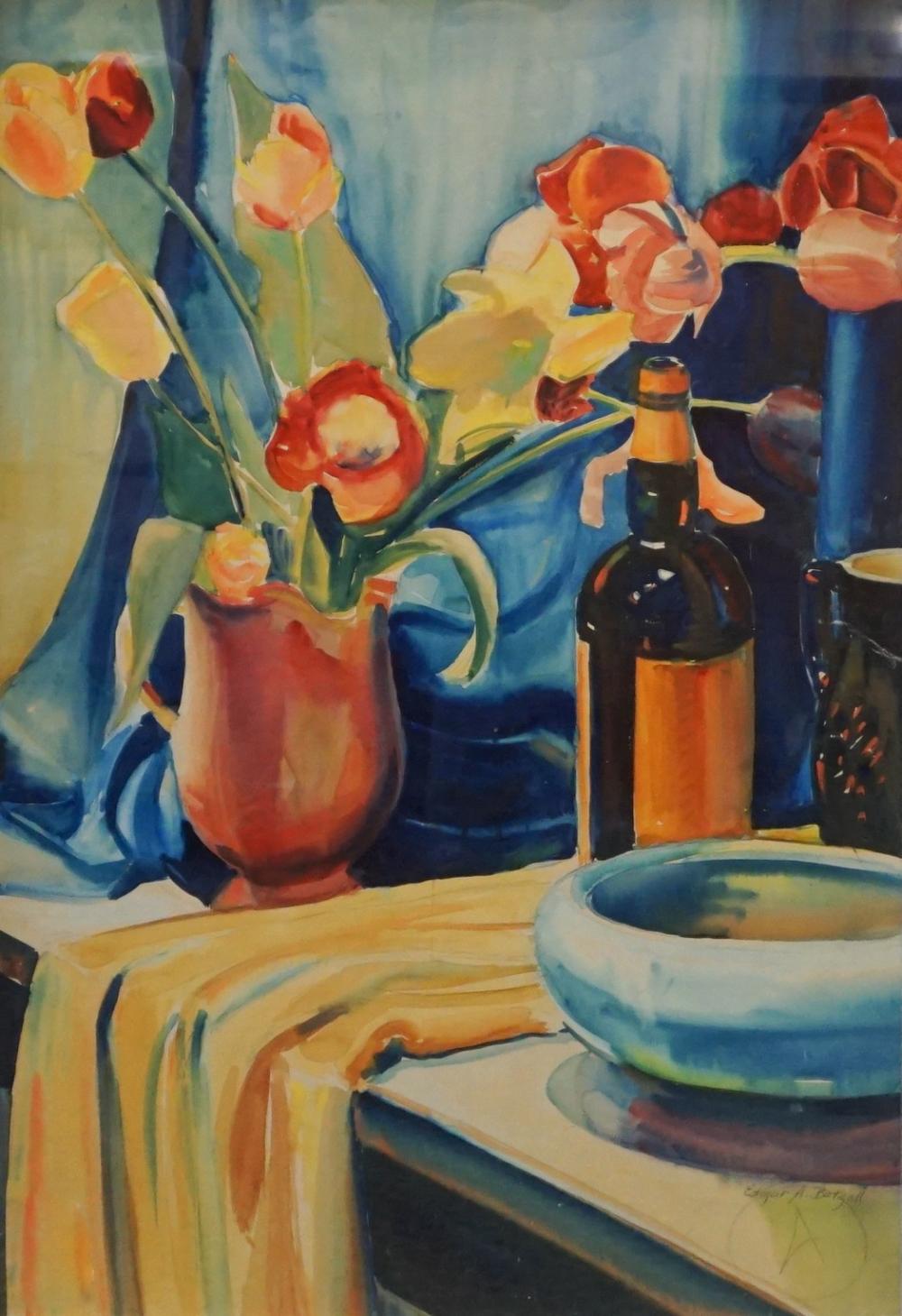 Appraisal: Edgar A Batzell American - Table Top Still Life Watercolor