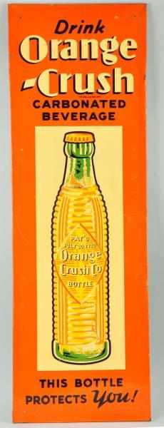 Appraisal: Embossed Tin Orange Crush Sign Description Very hard-to-find sign with