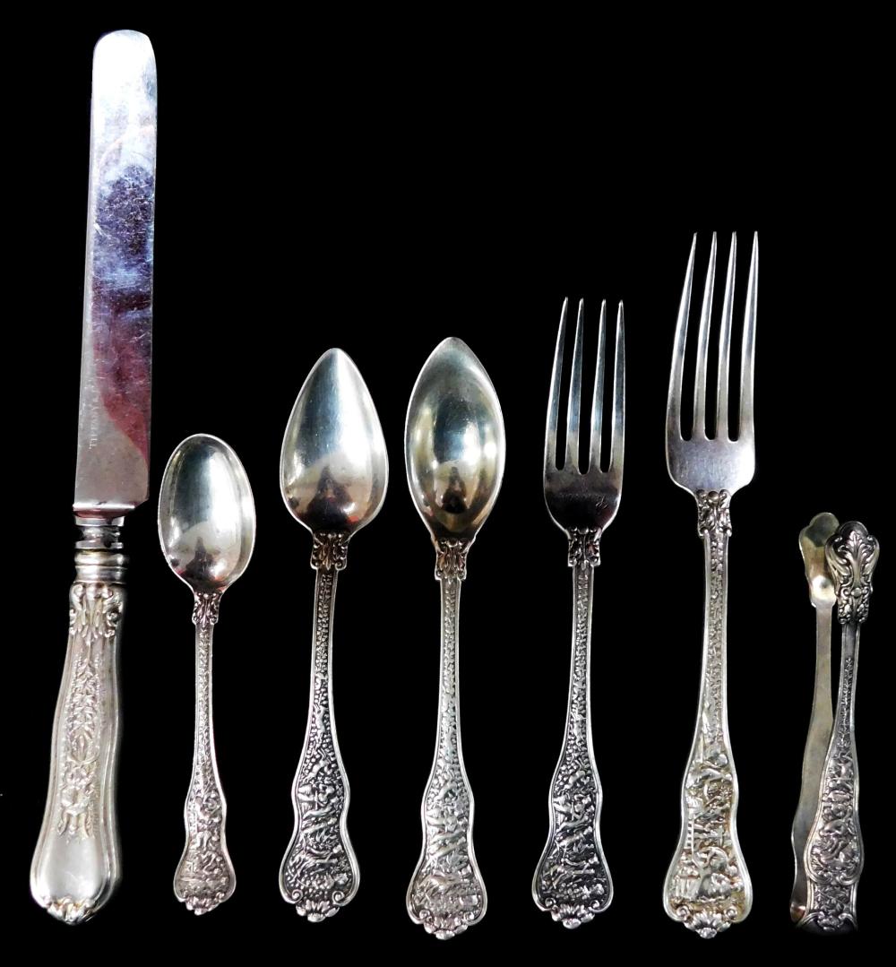 Appraisal: STERLING Tiffany Co Olympian pattern flatware and serving ware seven