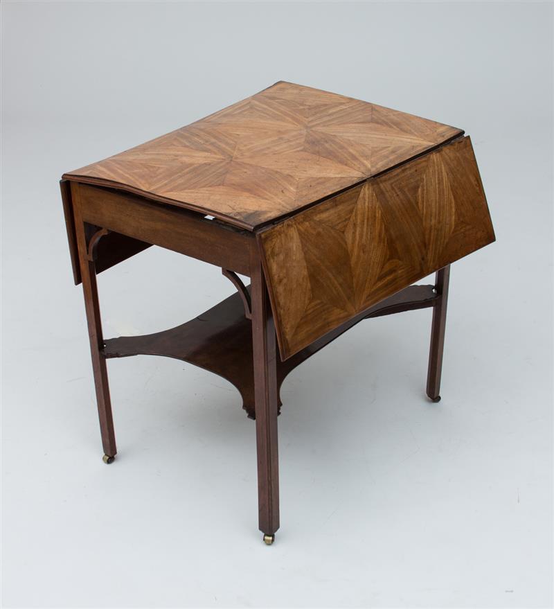 Appraisal: George III Mahogany Parquetry Pembroke Table Fitted with one drawer