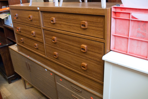 Appraisal: TEAK 'S SIX DRAWER SIDEBOARD