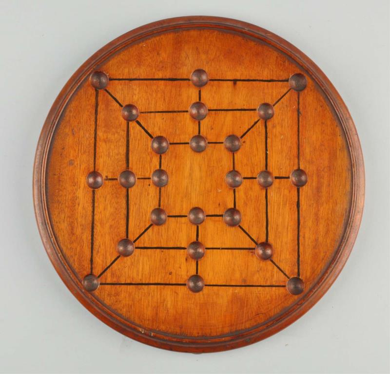 Appraisal: Game of the Mill -Hole Marble Game Board Round mahogany