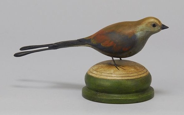 Appraisal: DECORATIVE LIFE-SIZE RACKET-TAILED ROLLER By Frank Finney American b Glass