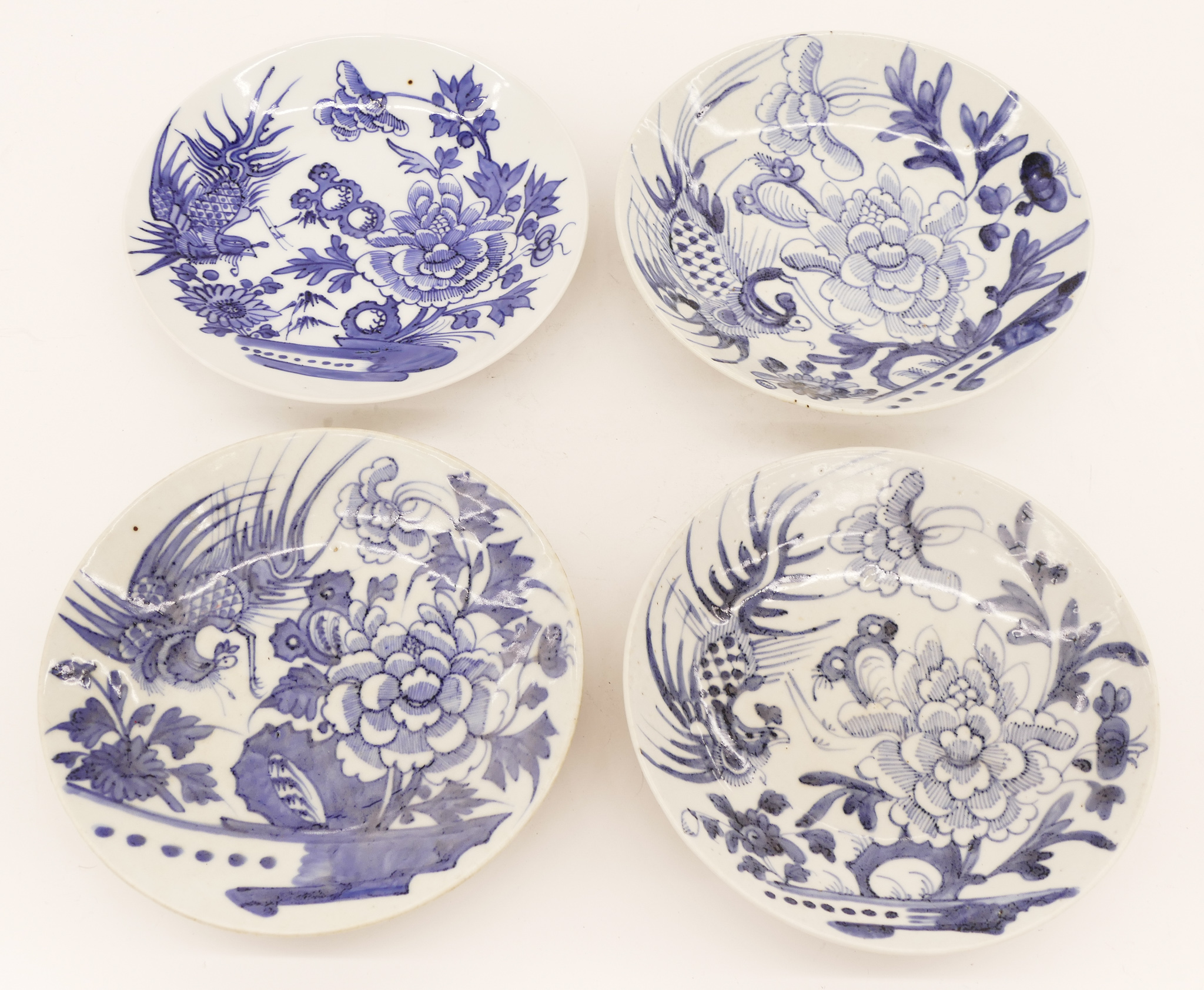 Appraisal: pc Chinese Blue de Hue Phoenix Porcelain Dishes '' to