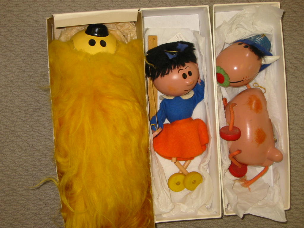 Appraisal: Three Pelham puppets from Magic Roundabout Series - rod puppet