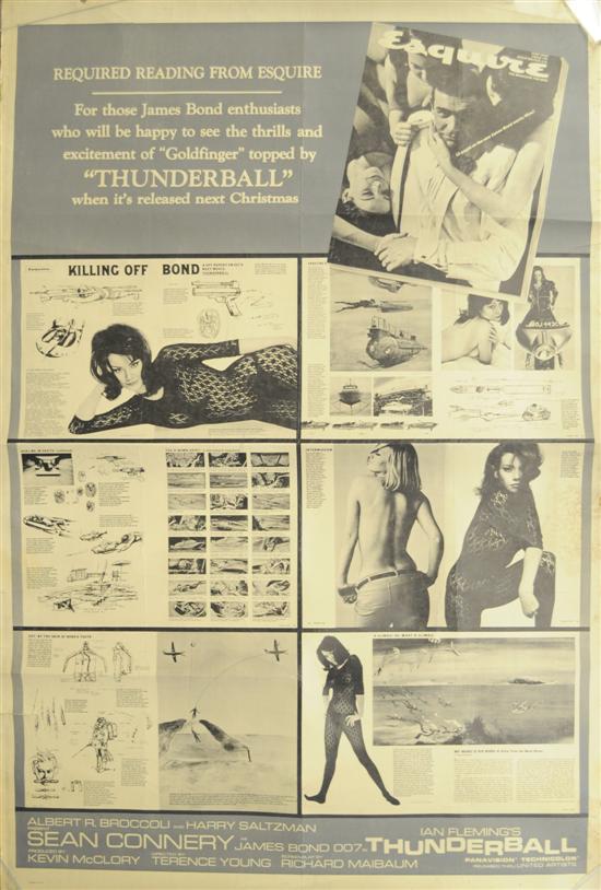 Appraisal: Thunderball Esquire magazine advertising poster US rolled pinholes toning staining