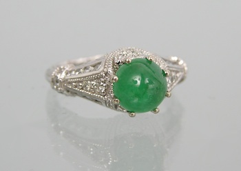 Appraisal: A Ladies' Diamond and Emerald Cabochon Ring k white gold