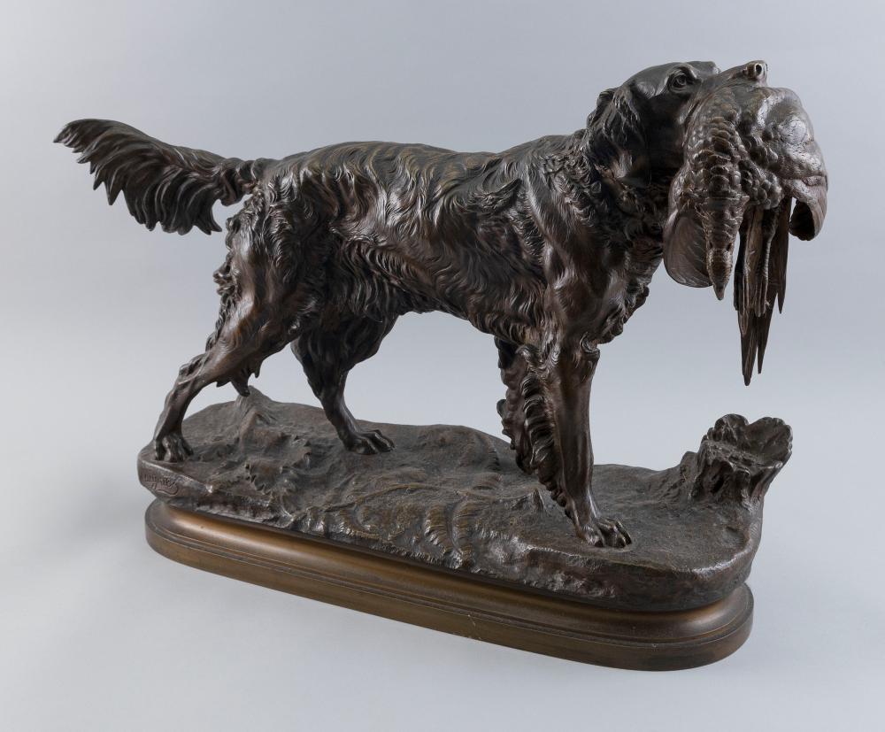 Appraisal: JULES MOIGNIEZ FRANCE - HUNTING DOG WITH PHEASANT CAST BRONZE