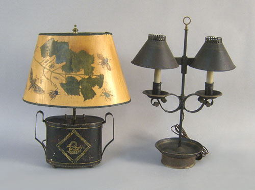 Appraisal: Two tin table lamps h and h th c