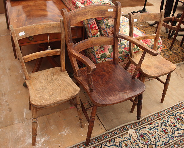 Appraisal: A GROUP OF THREE OXFORD PATTERN WINDSOR CHAIRS each with