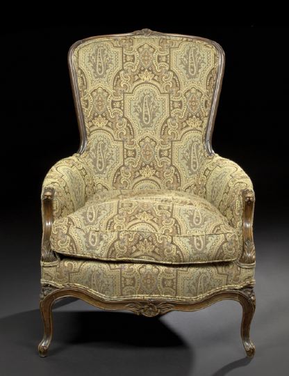 Appraisal: Napoleon III-Style Fruitwood Bergere in the Louis XV taste the