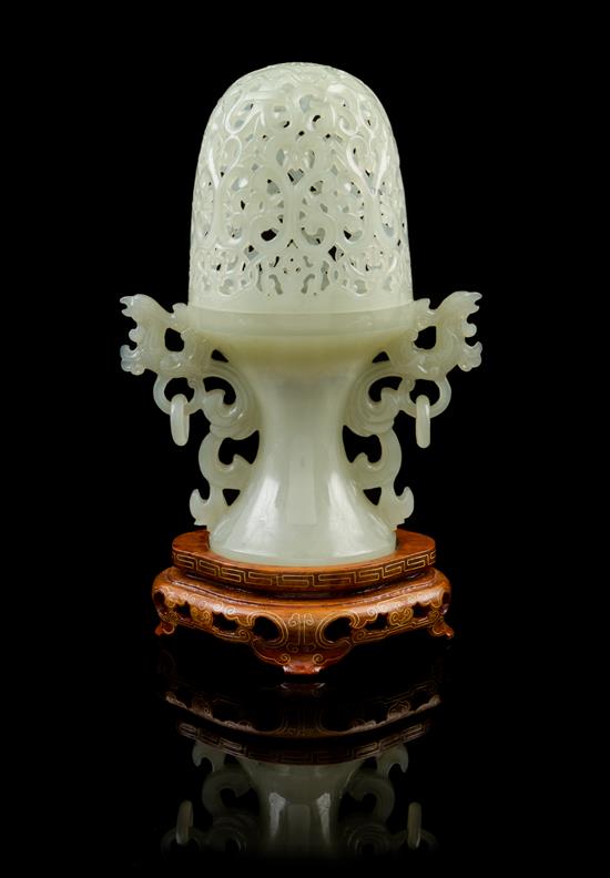 Appraisal: Sale Lot A Chinese Pierce Carved Jade Lamp th century