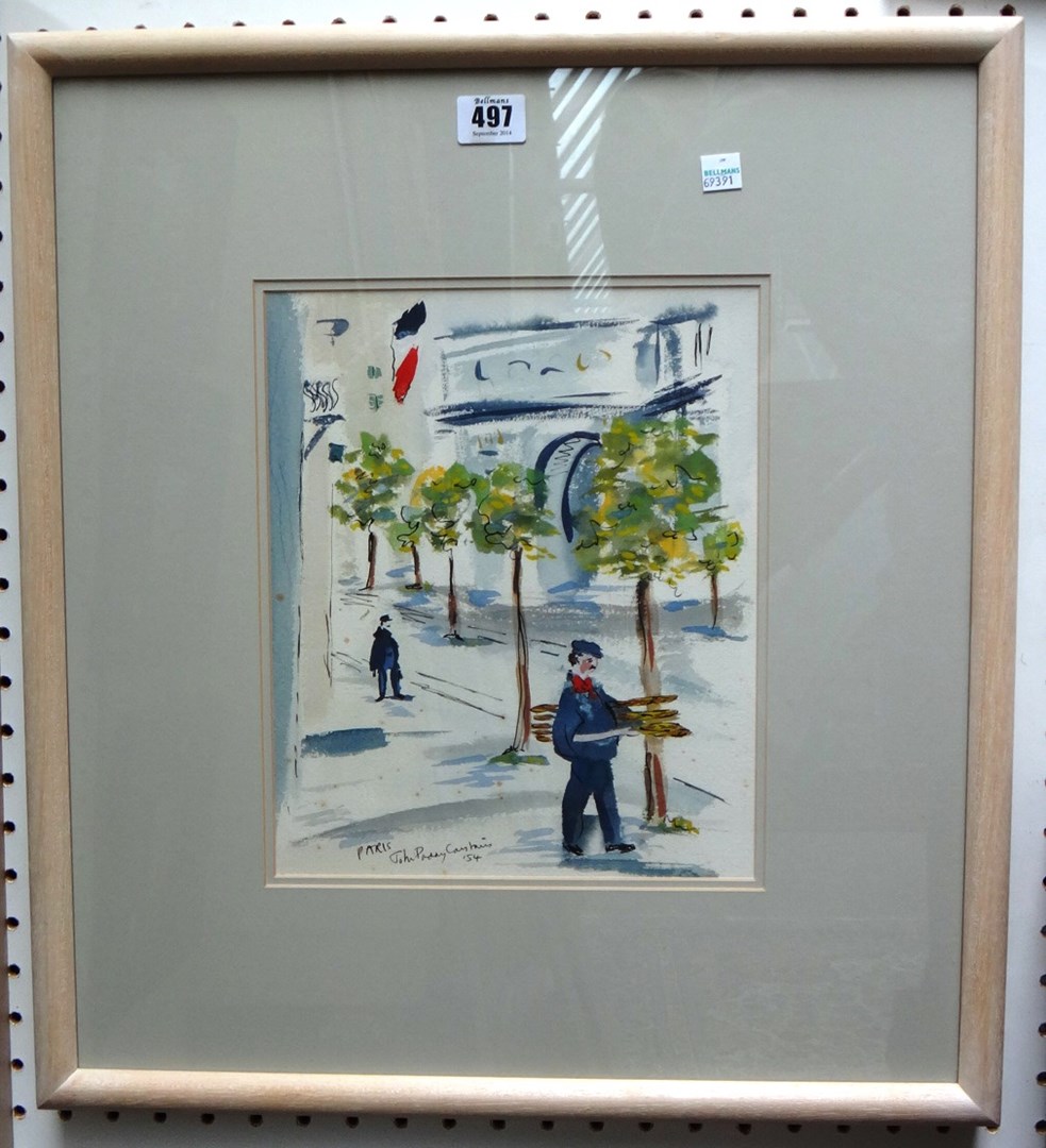 Appraisal: John Paddy Carstairs - Paris watercolour pen and ink signed