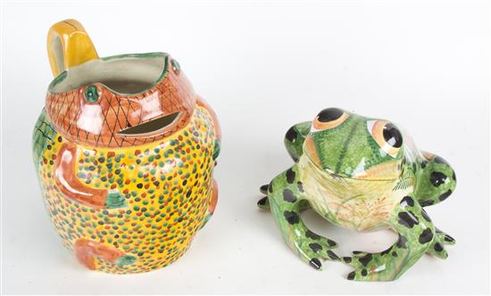 Appraisal: Sale Lot Two Pieces of Glazed Pottery a frog form