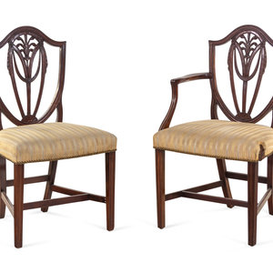 Appraisal: A Late George III Carved Mahogany Armchair and Side Chair