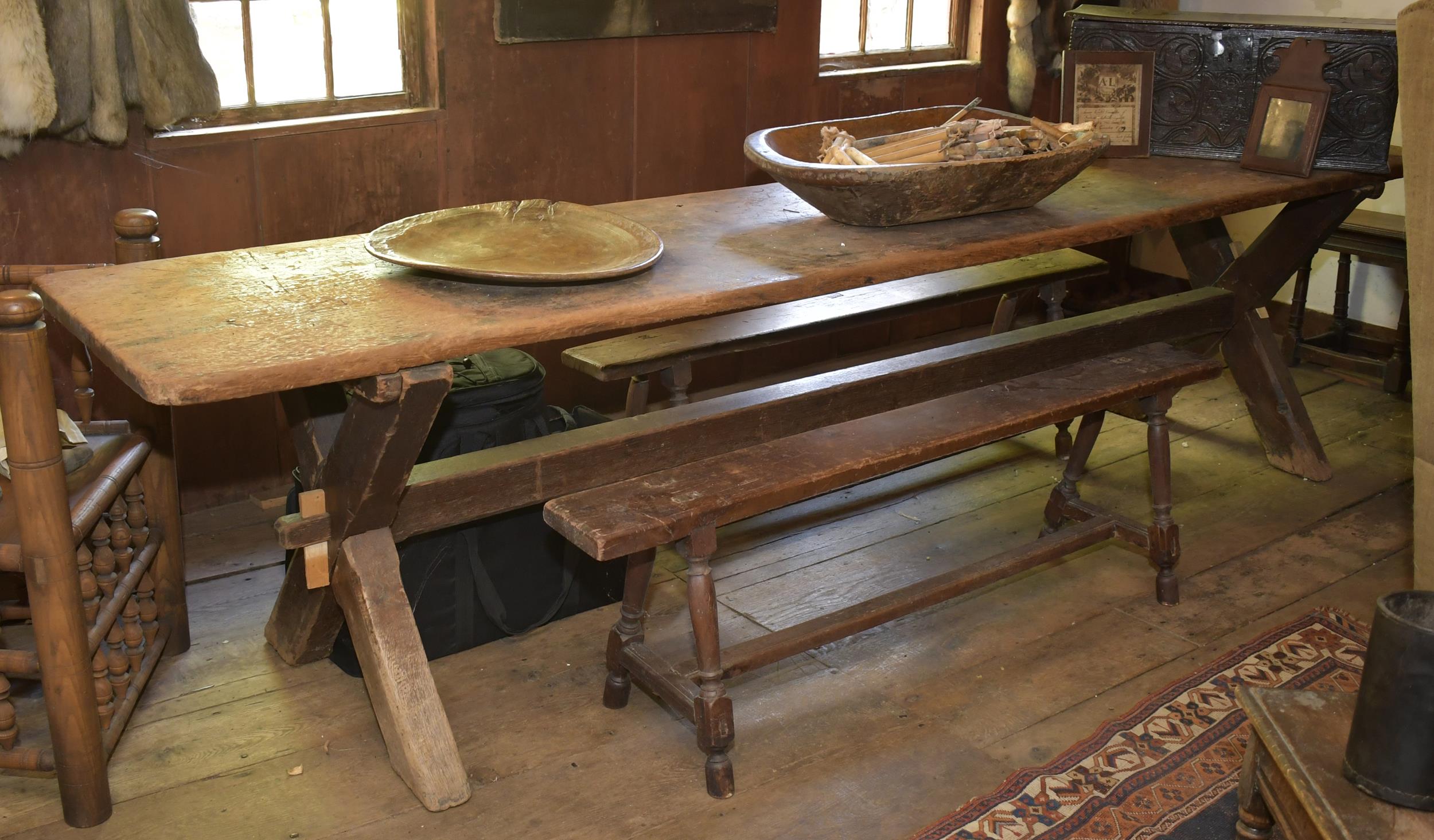 Appraisal: EXCEPTIONAL TH C LONG SAWBUCK TABLE A wonderful table with